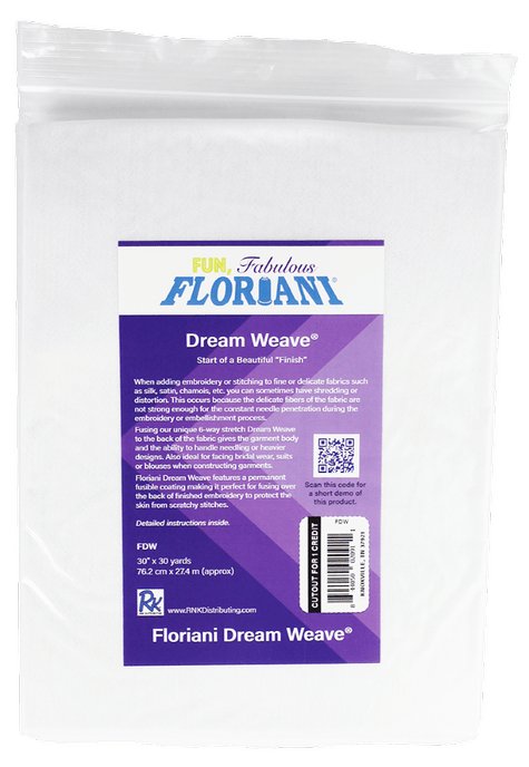 Floriani Dream Weave (Fusible) White 30&quot; x 3 yds - Cathey&#39;s Sewing &amp; Vacuum